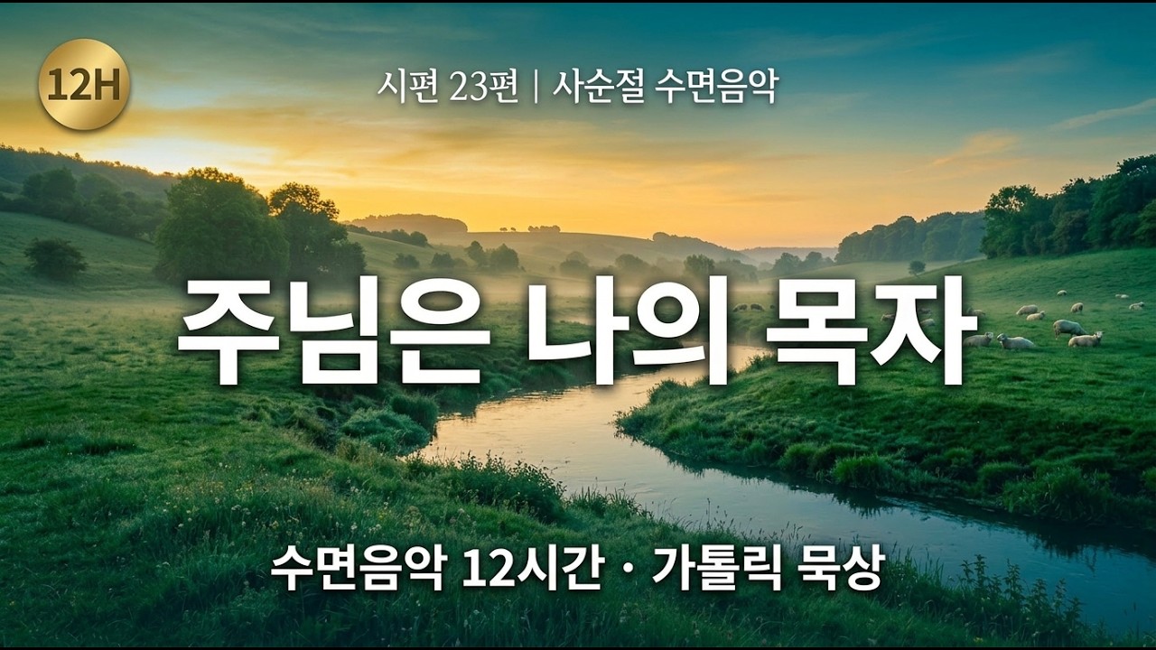 🐑 주님은 나의 목자 수면음악 12시간 | 시편 23편 | 잠들기 전 기도 | 사순절 묵상 기도 치유 명상 숙면 가톨릭 성