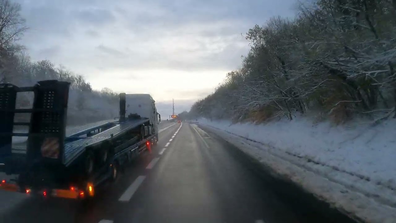 France. Autoroute A5, A6. Troyes - Lyon. 21.11.2024. truck driving.