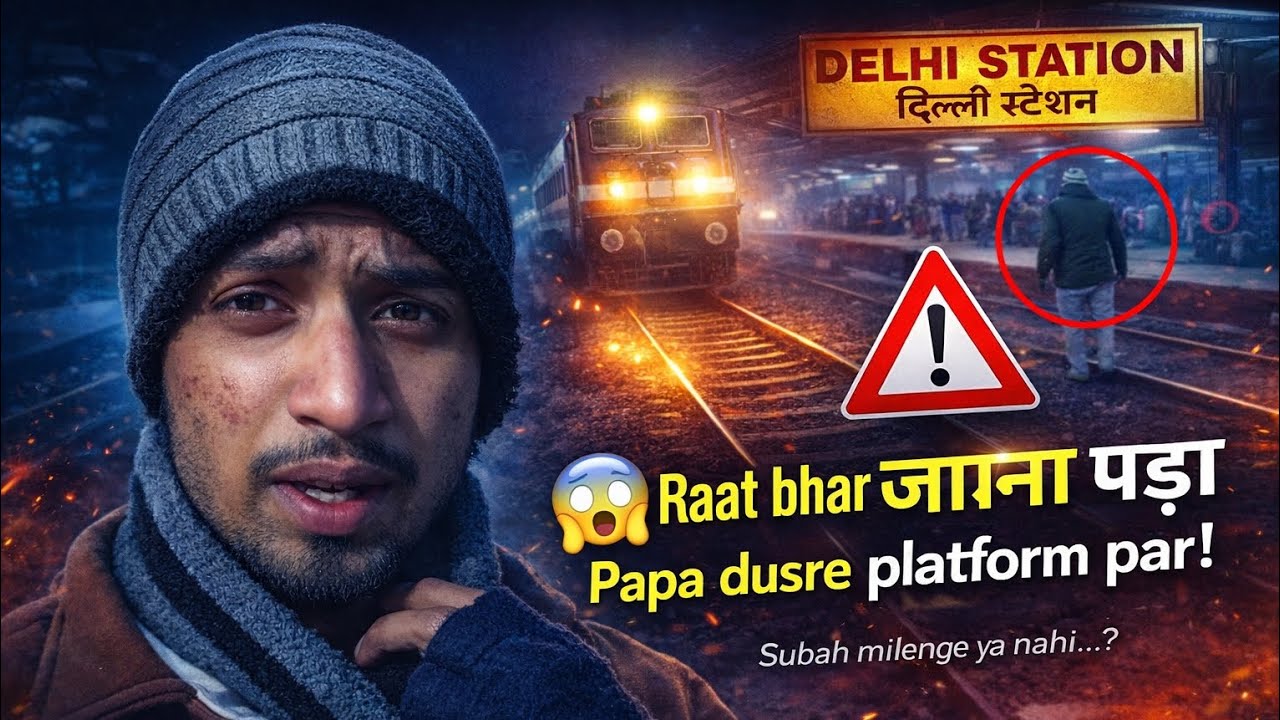 पूरी रात Rewari Station पर जागना पड़ा😱|Papa Delhi k गलत Platform पर चले गए| Delhi Station Night Vlog