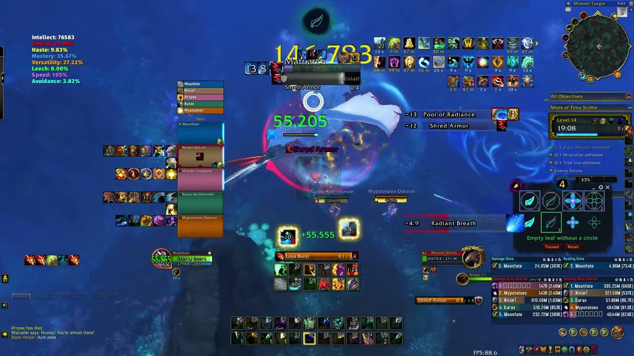 WOW TWW - RESTORATION SHAMAN - Mist of Tirna Scithe - MYTHIC+ 14 - WEEK 7