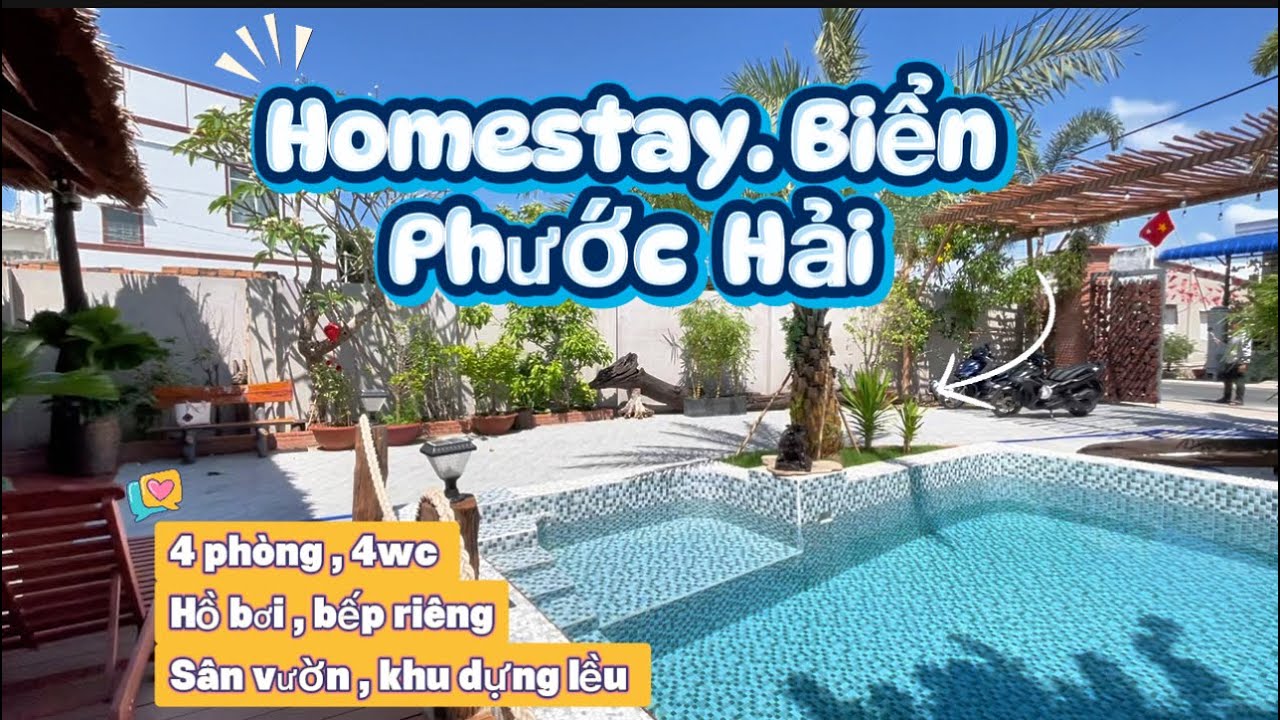 HOMESTAY HỒ BƠI , SÂN VƯỜN RA BIỂN PHƯỚC HẢI 500M - KHAI THÁC DÒNG TIỀN OK ! 