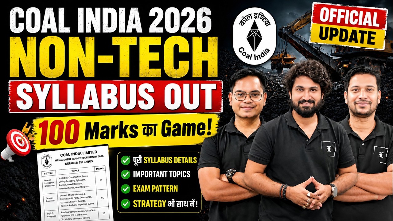 Coal India MT 2026 Non-Tech Syllabus Out | क्या पढ़ना है? | CIL MT 2026 Complete Strategy