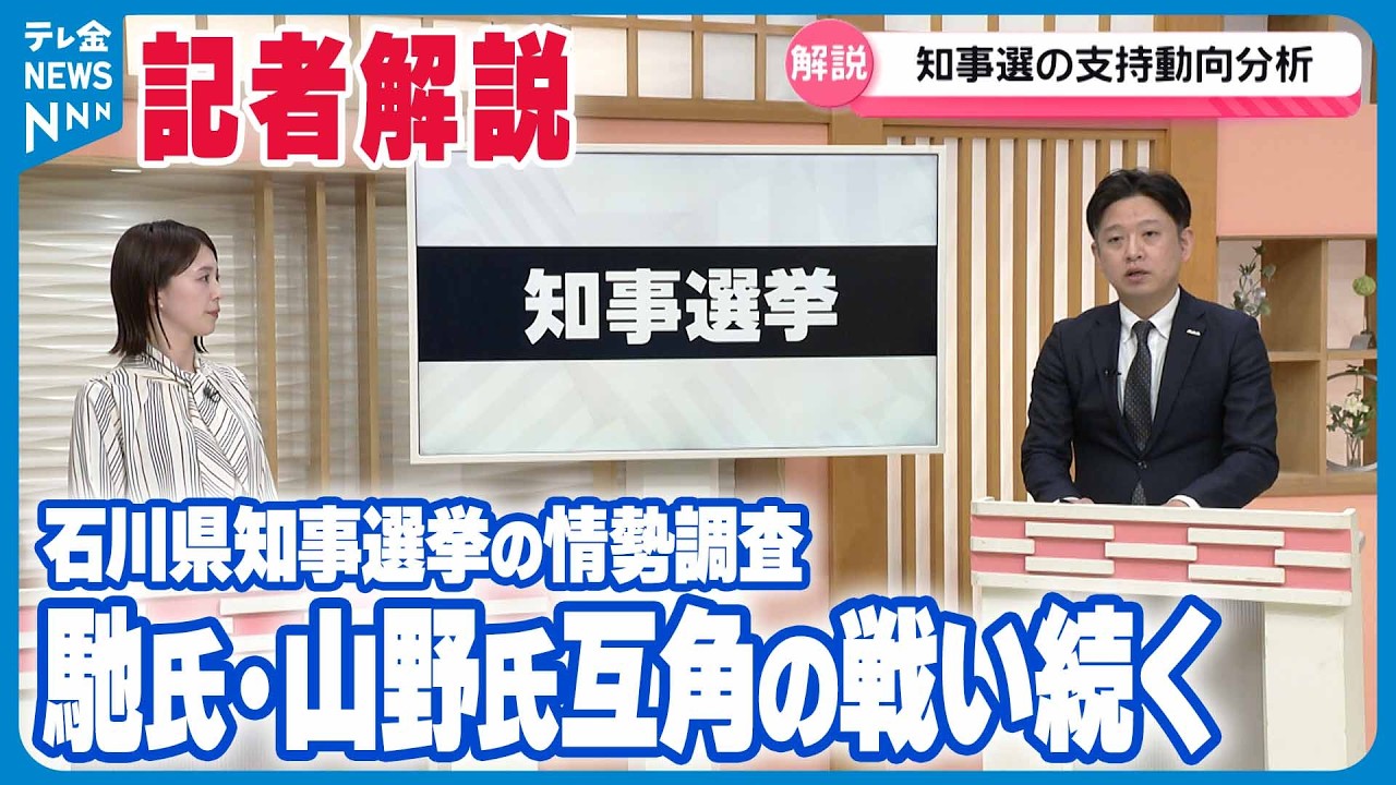 【記者解説】石川県知事選挙の情勢調査　現職の馳浩候補と新人の山野之義候補　互角の戦い続く