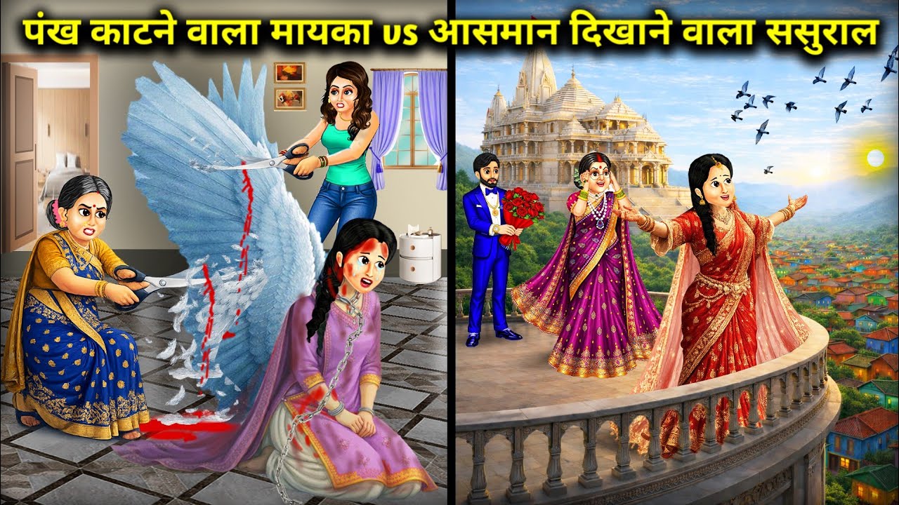 पंखों को काटने वाला मायका vs आसमान दिखाने वाला ससुराल||Hindi Cartoon Stories||Parental home that cut