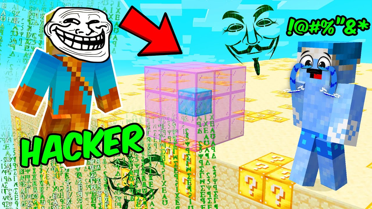 USEI HACK E MEU AMIGO FICOU MUITO BRAVO NO CUB&Atilde;O DE LUCK BLOCK TROLL