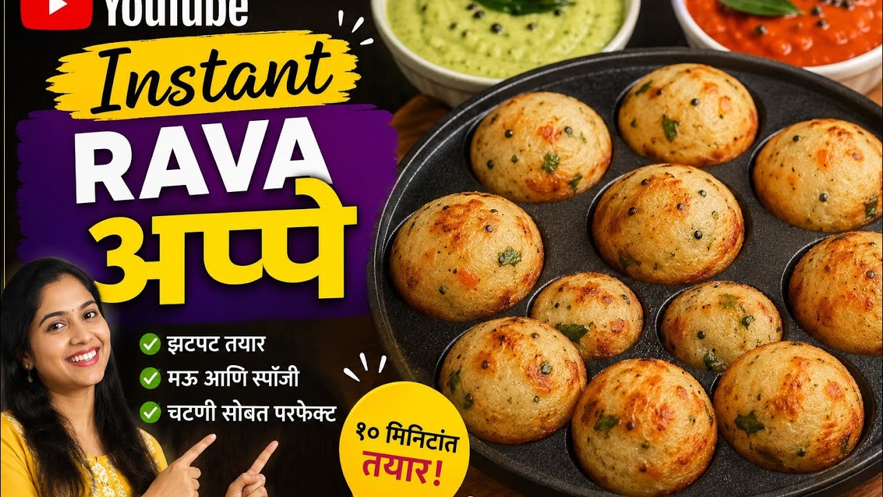 Instant Rava Appe Recipe| जाळीदार रवा अप्पे 