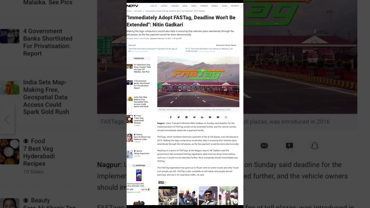 #FastagNews #9 👉 Deadline won&rsquo;t be extended for fastag #Shorts
