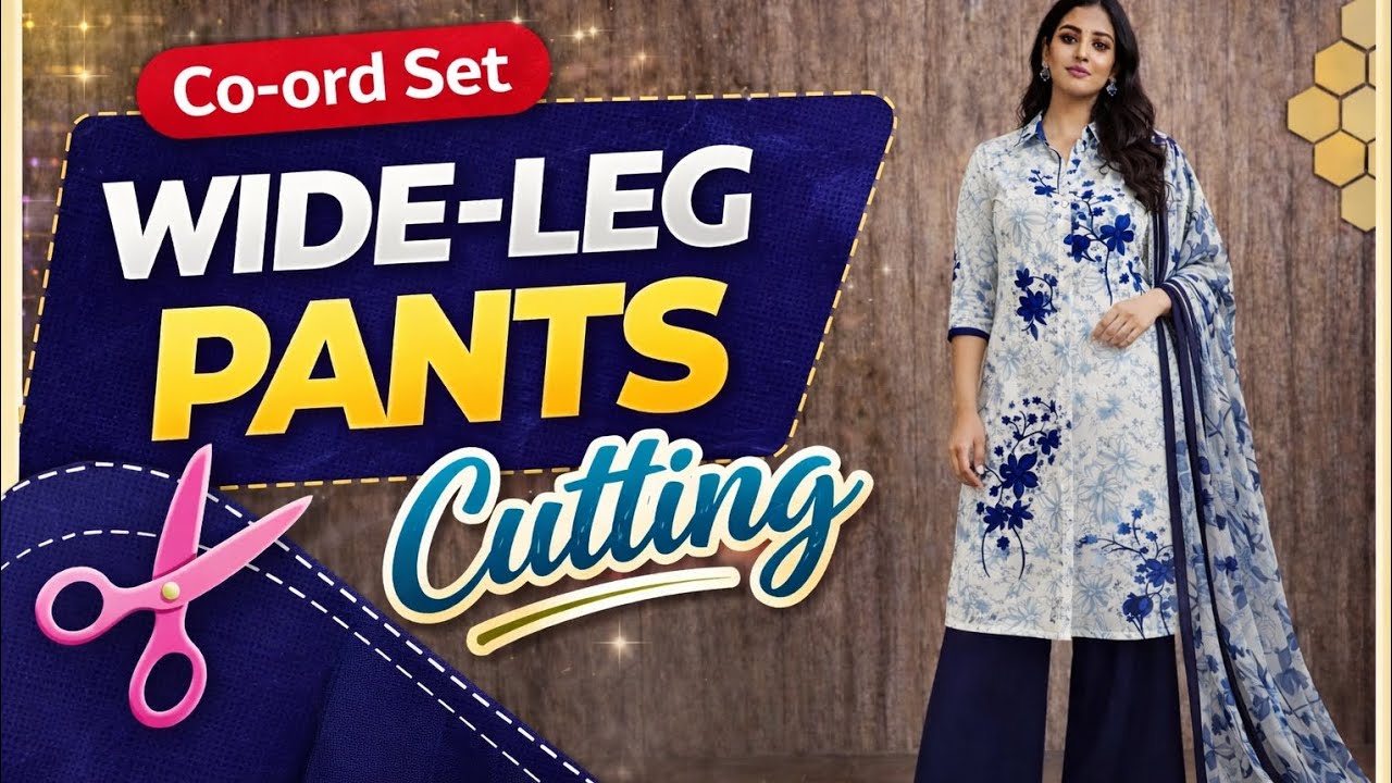 Wide Leg Pant Cutting in Hindi ✂️ | Co-ord Set Pant Cutting | Beginners Friendly