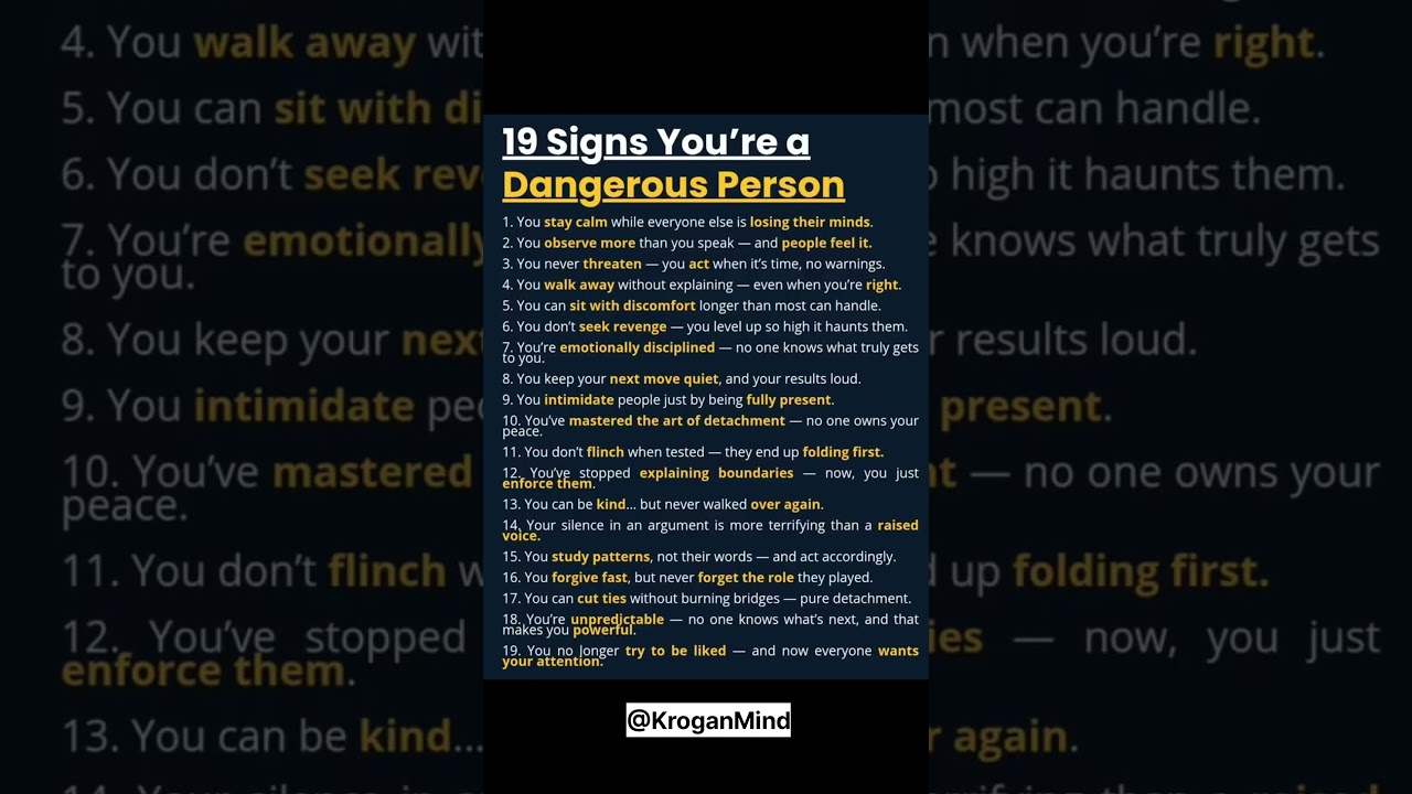 19 Signs You're a Dangerous Person | #shorts #tricks #psychology #quotes #selfimprovement #danger