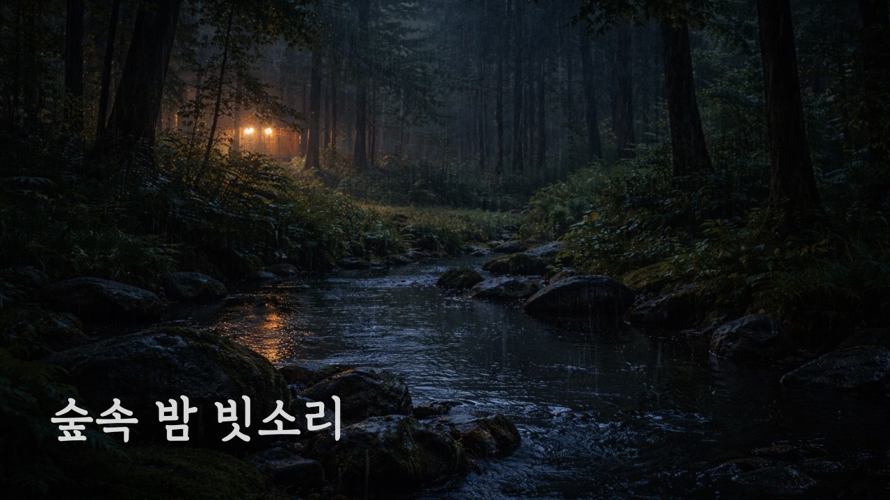 숲속 밤에 내리는 잔잔한 빗소리 ASMR | 깊은잠 레시피 (8시간)