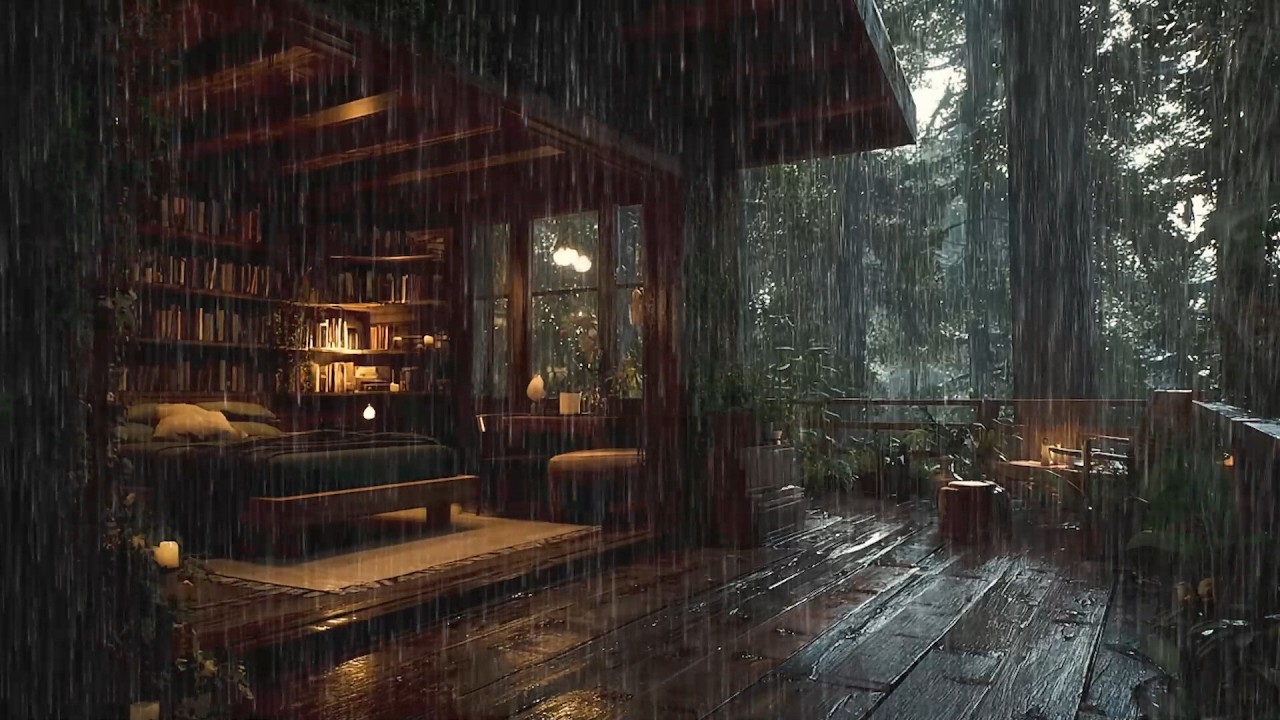 Best Rainfall at the Forest Cabin 🌲 Sleep Deeply with Rain Sounds
