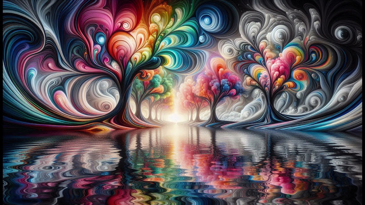 Psychedelic Colorful Fractal Forest Wallpaper / Background