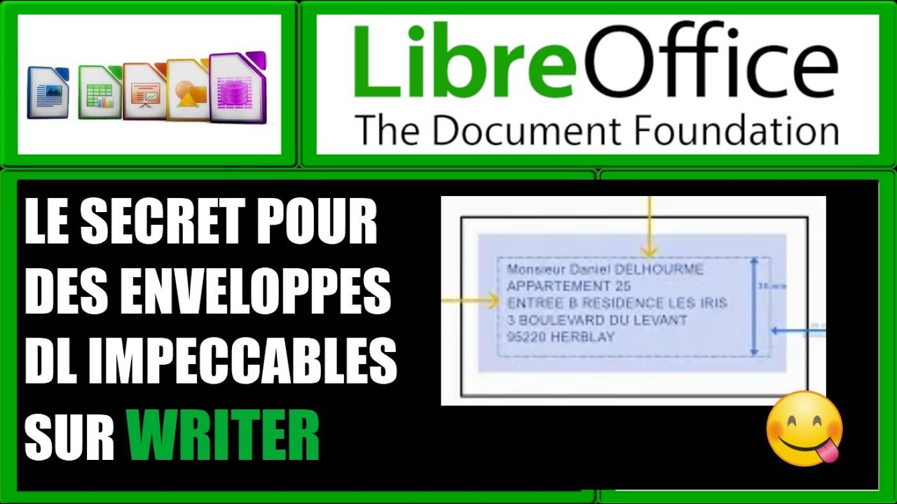 mod&egrave;le de courrier pour enveloppe DL 110 mm x 220 mm