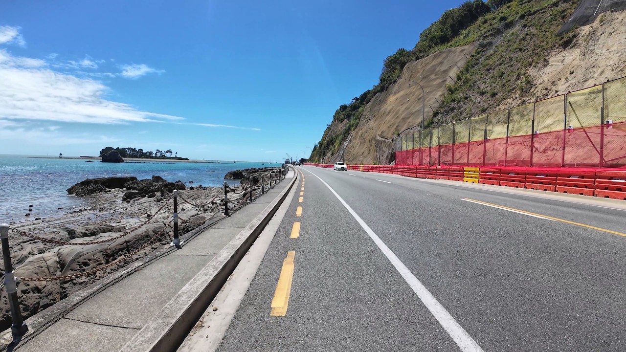 Ride : Tahunanui along Rocks Road to Founders Park Nelson New Zealand 4K video