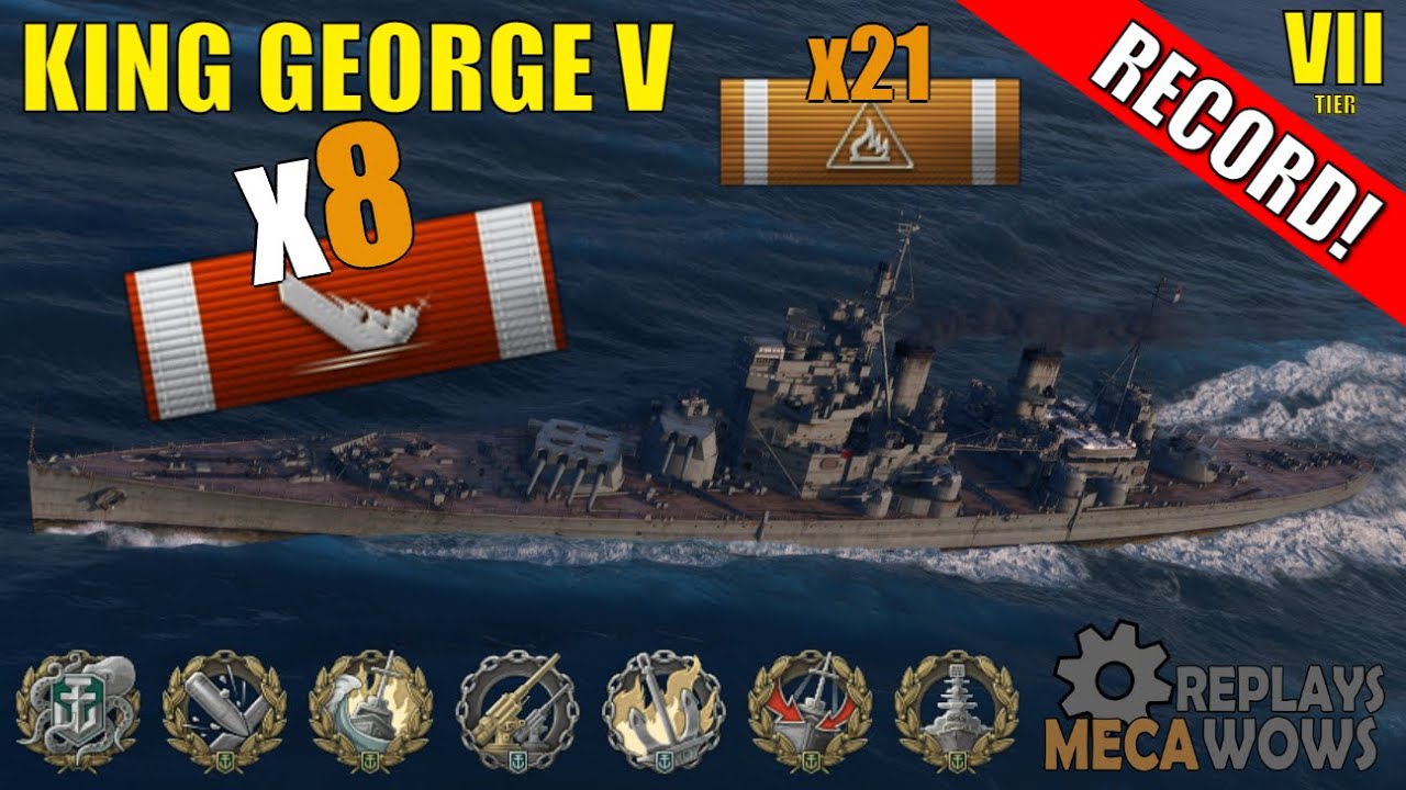 King George V 8 Kills & 195k Damage | World of Warships Gameplay