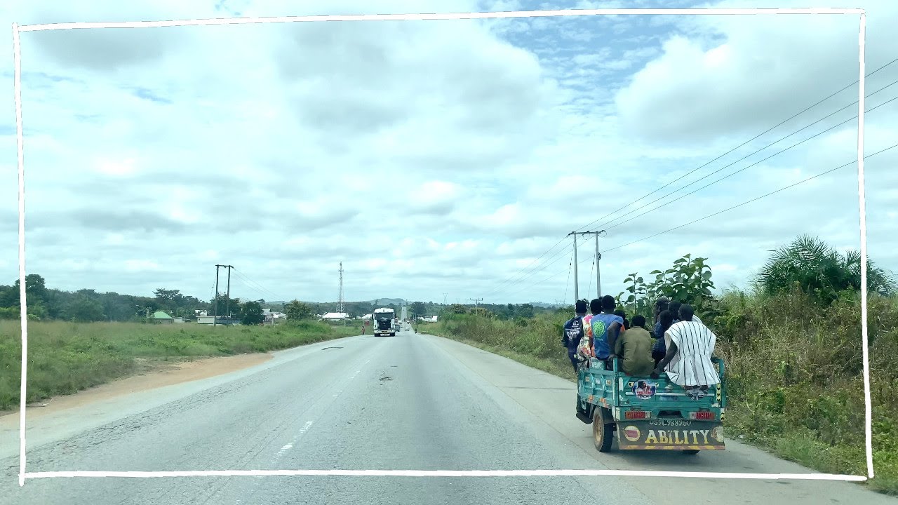 Be surprised at the names of the towns when driving from Techiman to Kumasi in Ghana.