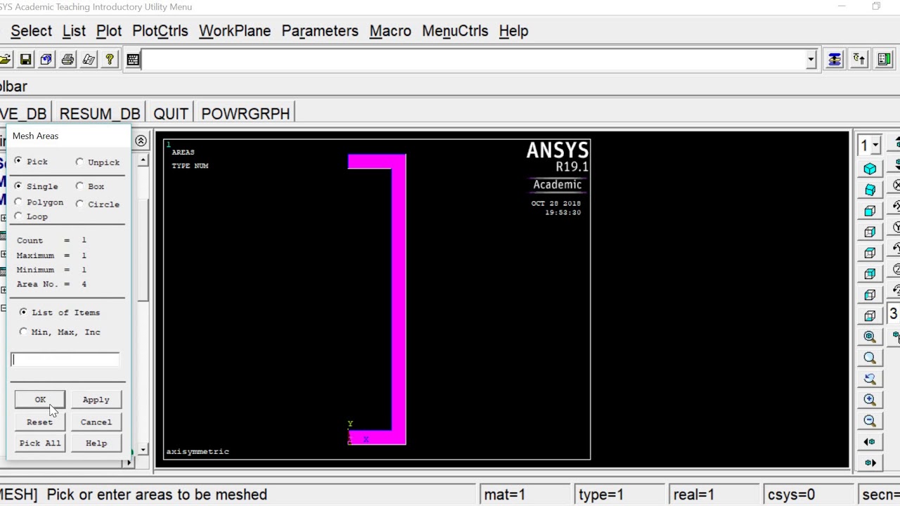 Stress Analysis | Axisymmetric component | Mechanical APDL 19.1