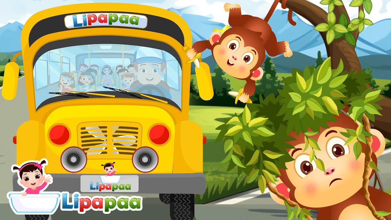 Wheels on the Bus - @Lipapaa Nursery Rhymes & Kids Songs - Animal Bus Song & Many more Songs