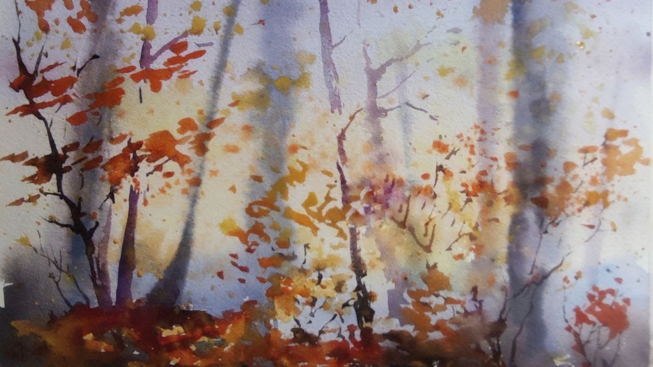       Soft Autumn Light - Watercolor Forest Process