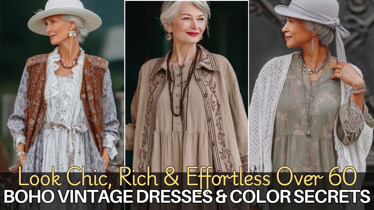 Boho Vintage Dresses & Color Secrets to Look Chic, Rich & Effortless Over 60 ✨