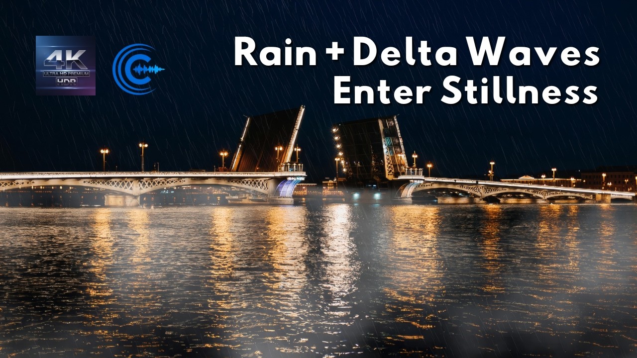 Rain Over the Bridge - 3H of 4K Night Rain & Delta Binaural Beats (440Hz • 5Hz) for Calm & Focus