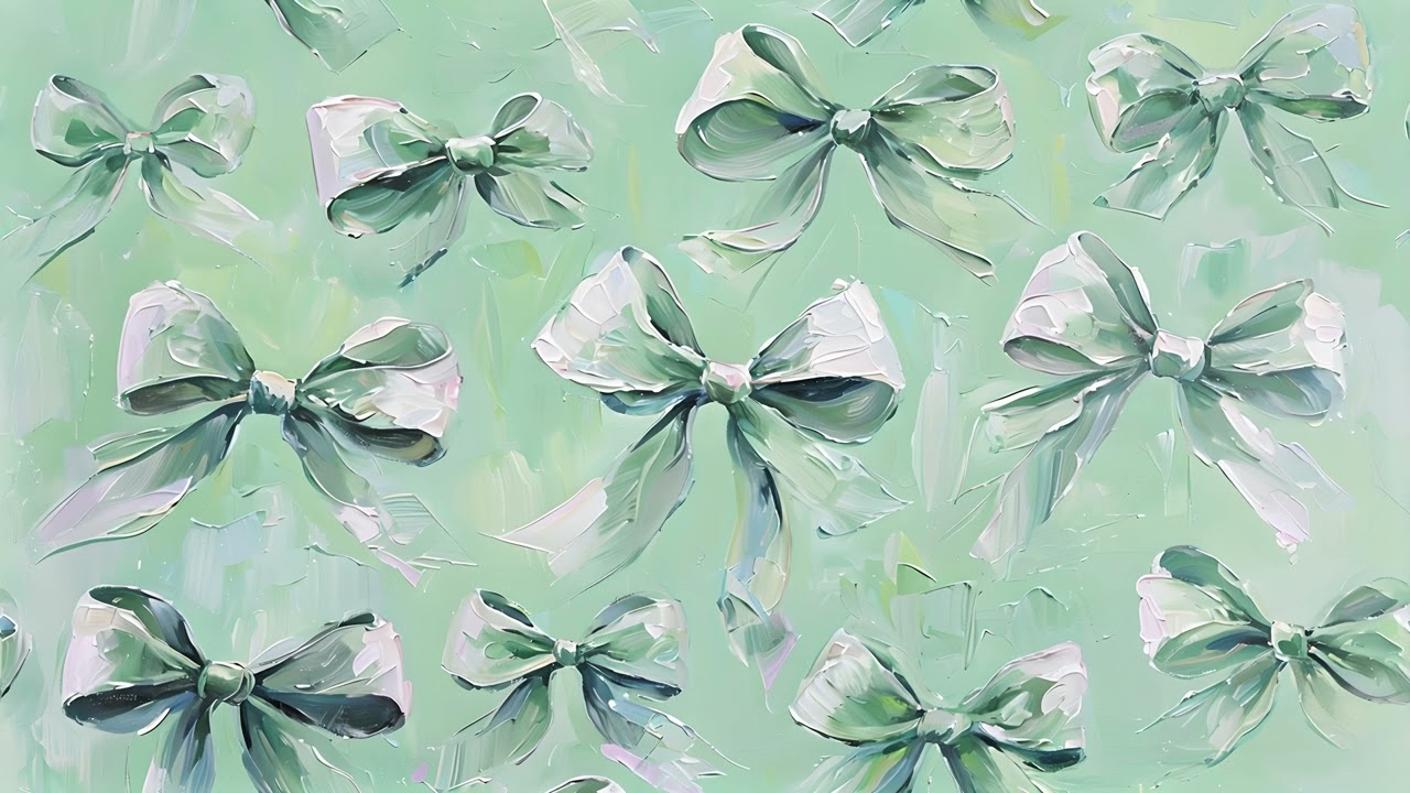 Bow background | Green aesthetic wallpaper | Art screensaver for TV | Coquette background No sound