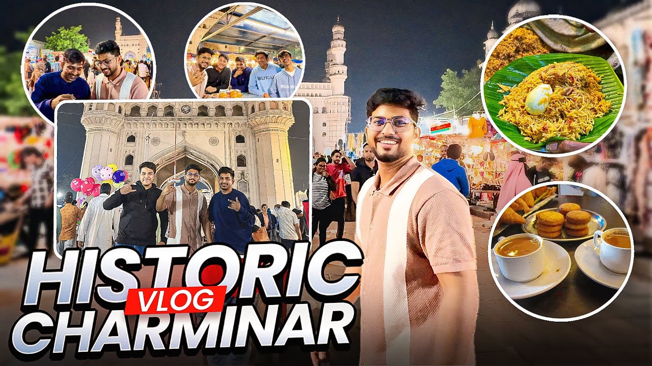 Munna Bhai Exploring Charminar And Tasting Irani Chai , Shadab Hotel Food 😍 Hyd Day-1 Vlog 2024