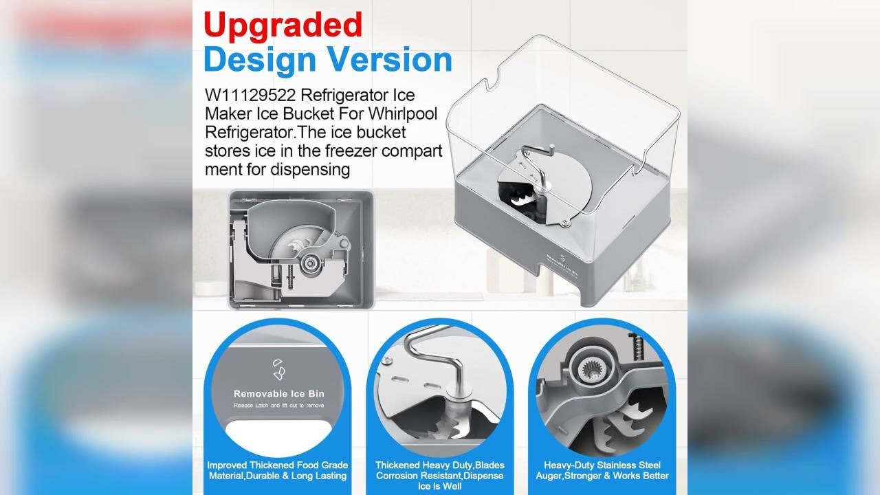 Review: Upgraded W11129522 Refrigerator Ice Bucket Compatible with Whirlpool Ice Maker Replace...