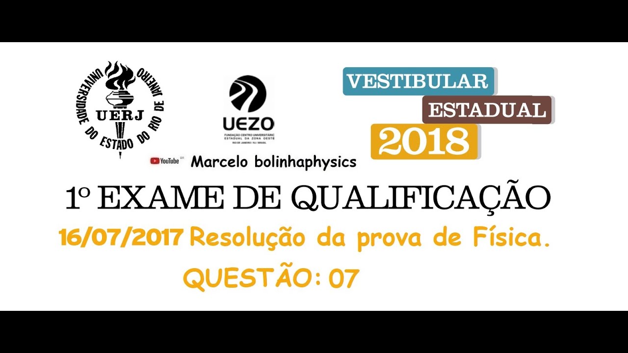 Resolução da prova de FÍSICA – 1° EXAME DE QUALIFICAÇÃO – UERJ 2018. Questão 07.