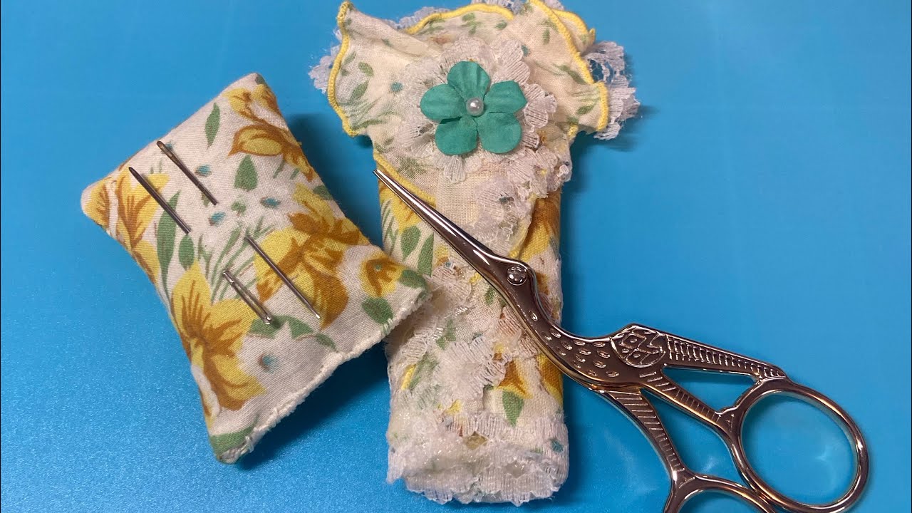 Made A Sweet Scissor Keep & A Tiny Matching Pin Cushion - #100dayproject2025  (27) #repurpose 💕🥰💕