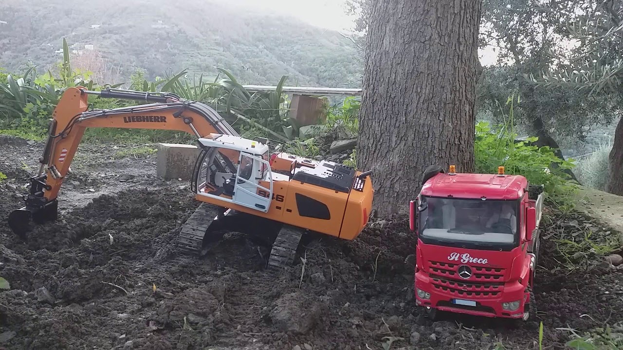 RC EXCAVATOR LIEBHEER 946 / tamya  AROCS 6x4 test🚜*1/14*💥#rc #hydraulic #rc4wd #truck