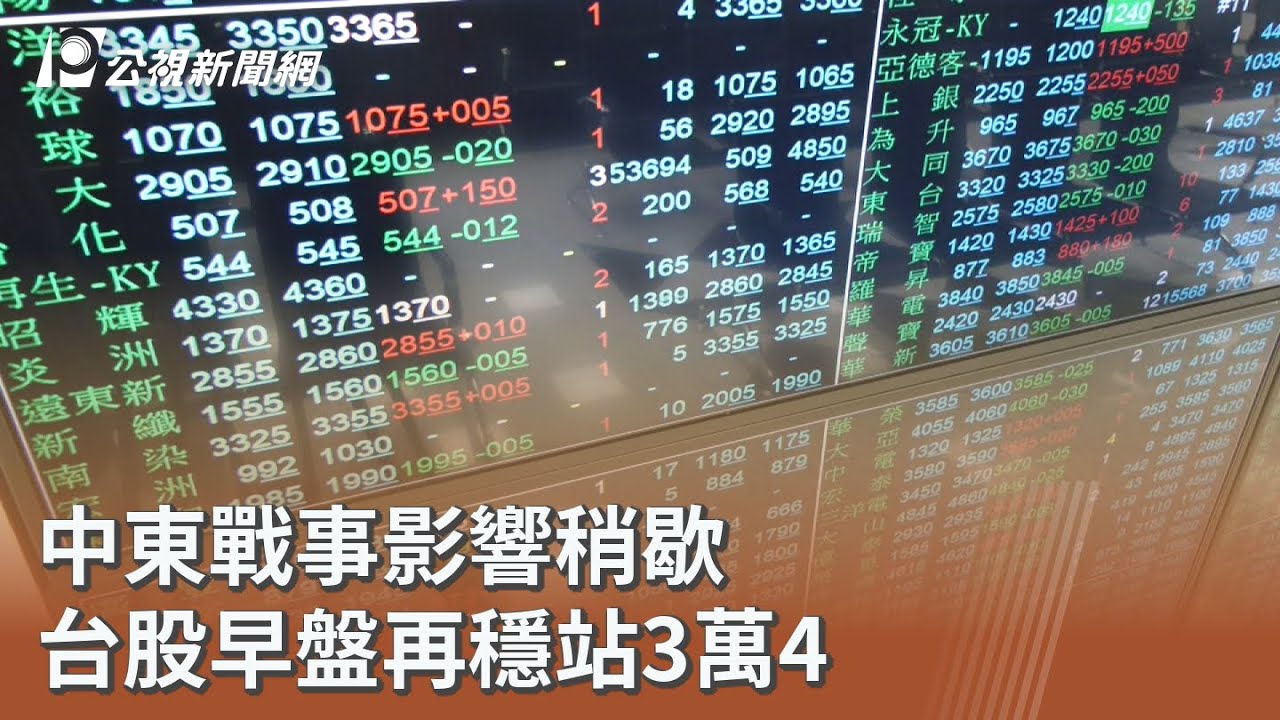 中東戰事影響稍歇 台股早盤再穩站3萬4｜20260318 公視午間新聞