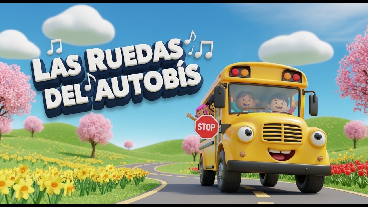 Las Ruedas del Autobús – Versión Primavera 🌷🎶 | Canción Infantil Alegre | Paseo entre Flores 🌼💛