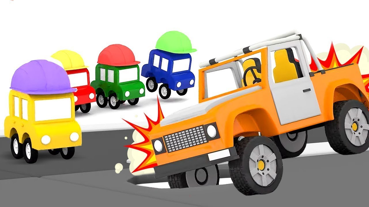 Die 4 kleinen Autos helfen dem Geländewagen - Lehrreicher Zeichentrick für kleine Kinder