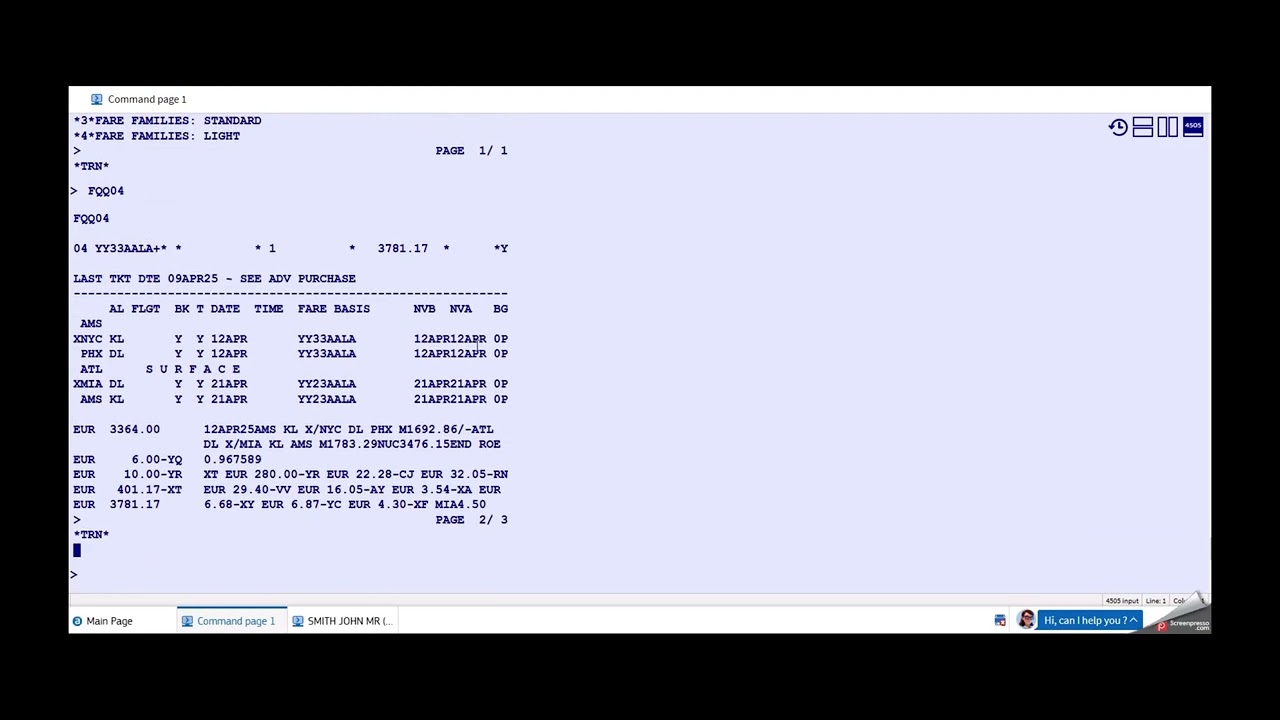 AMADEUS GDS FQP COMMAND INFORMATIVE PRICING