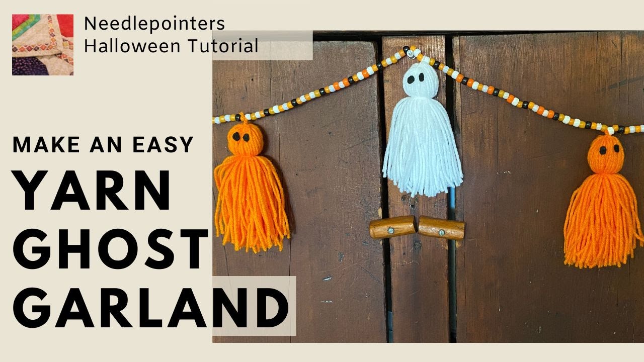 Easy Yarn Ghost Halloween Garland