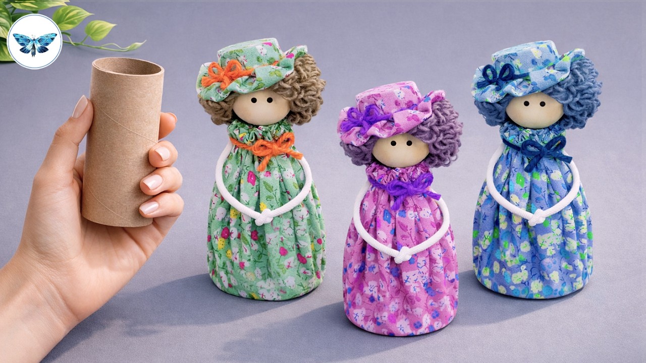 Милые куколки в шляпках👒Прекрасная идея из втулок от туалетной бумаги🌺Попробуйте, у вас получится😍
