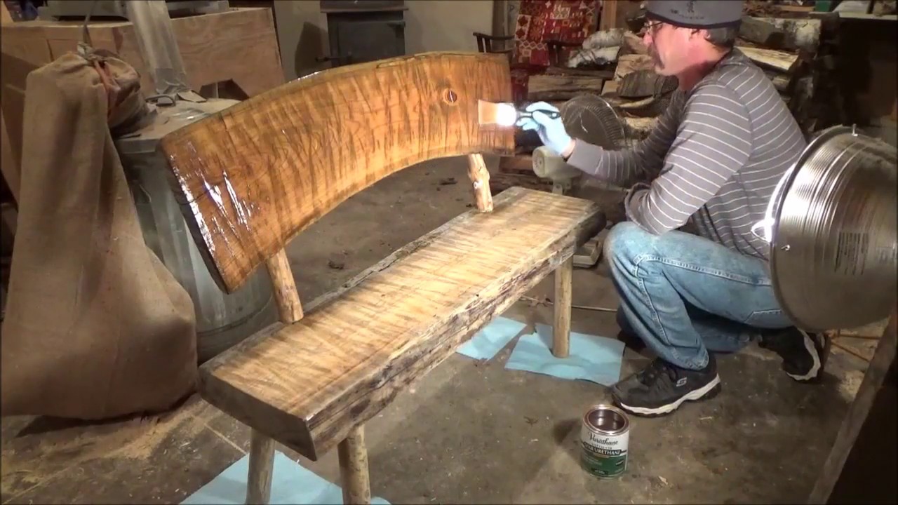 THE WORKSHOP. Log Slab Bench. It is done.