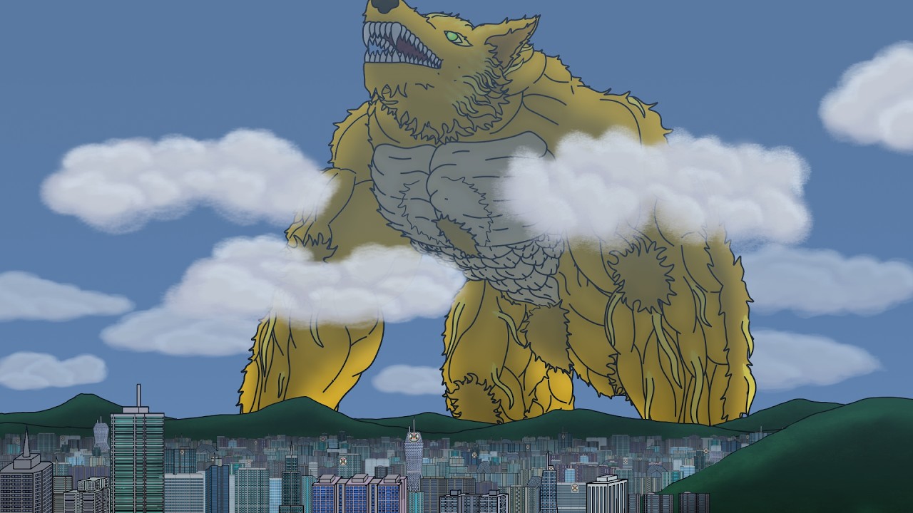 Werewolf muscle growth animation - Yellow werewolf part 3
