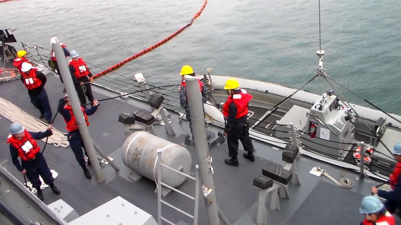 recovering RHIB on US Navy Ship