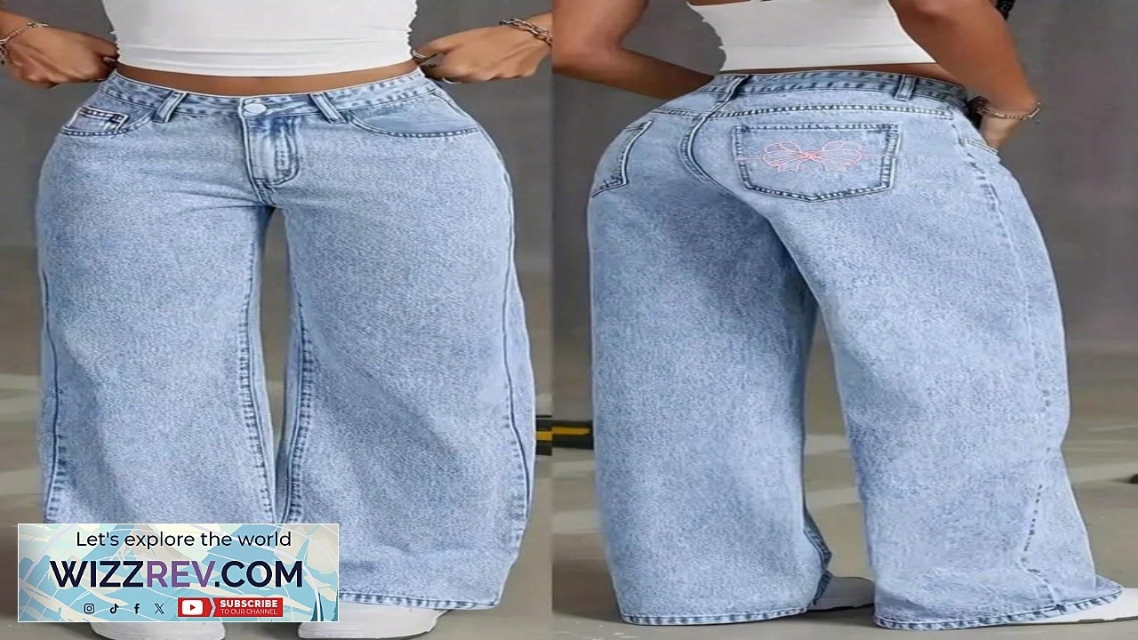 Women's Pocketed Straight Loose Casual Embroidered Versatile Jeans SHEIN USA
