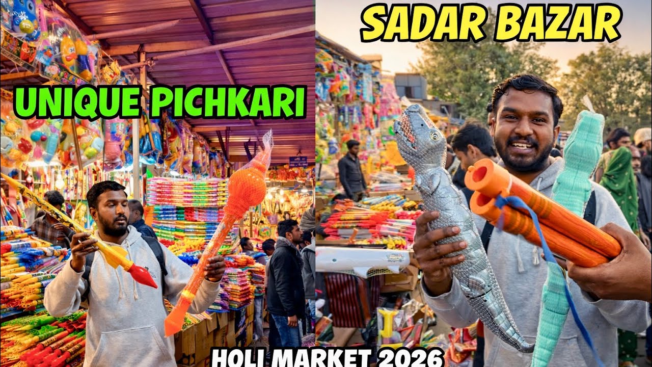Cheapest Holi Market 2026 | Exploring Gulal Unique ￼Pichkari | Delhi Holi Market Sadar Bazar 😱