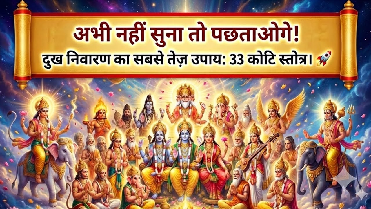 अभी नहीं सुना तो पछताओगे! दुख निवारण का सबसे तेज़ उपाय: 33 कोटि स्तोत्र। 🚀