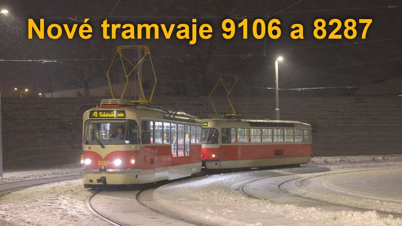 Nové tramvaje KT8D5R.N2P 9106 a T3R.PLF 8287, 8299 8-9.12.2023 | 8K HDR