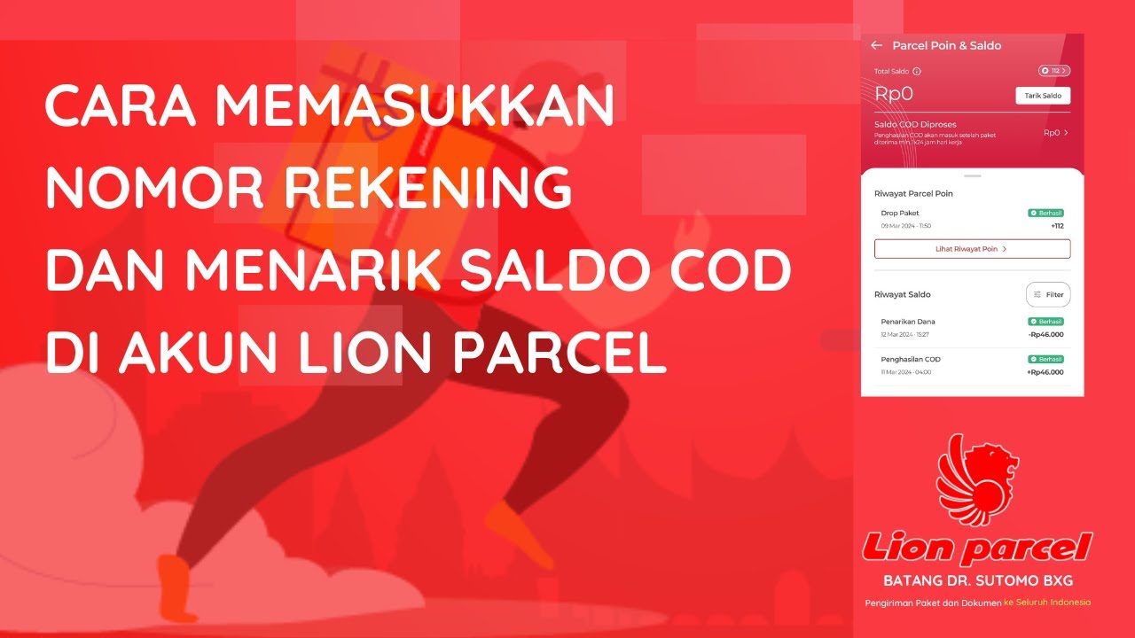 Cara Memasukkan Nomor Rekening dan Menarik Saldo COD di Akun Lion Parcel