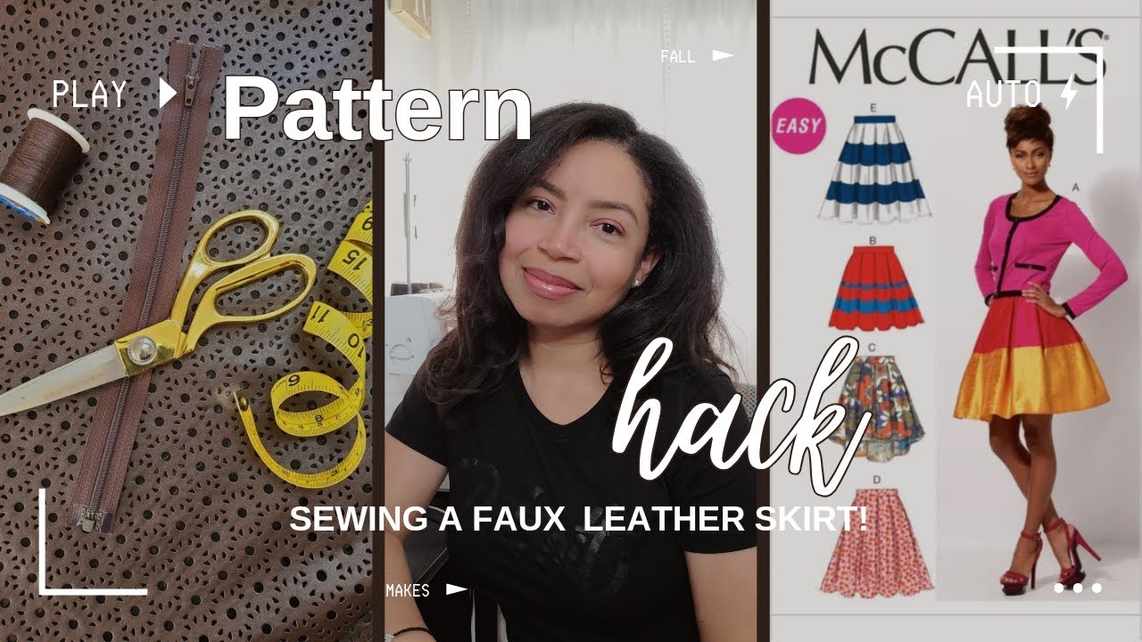 Pattern hack | Sewing a faux leather skirt using McCall's M6706