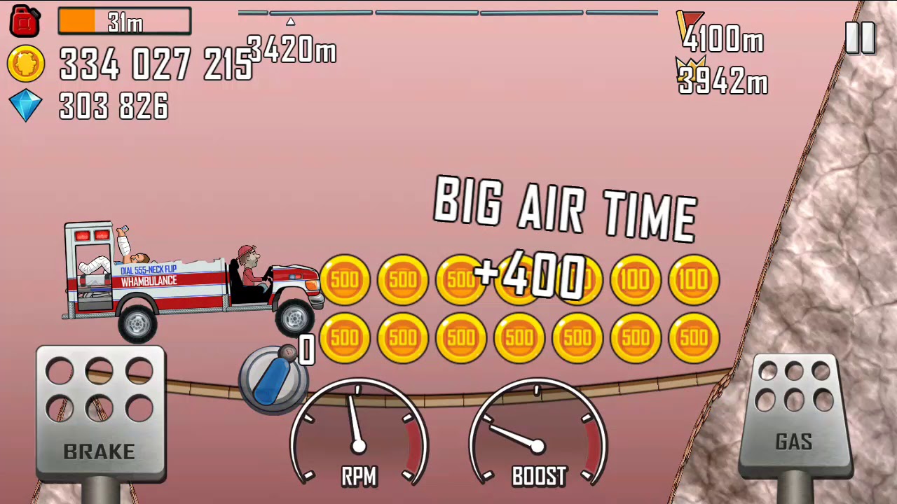 Hill Climb Racing: Ambulance+Mars 3975m