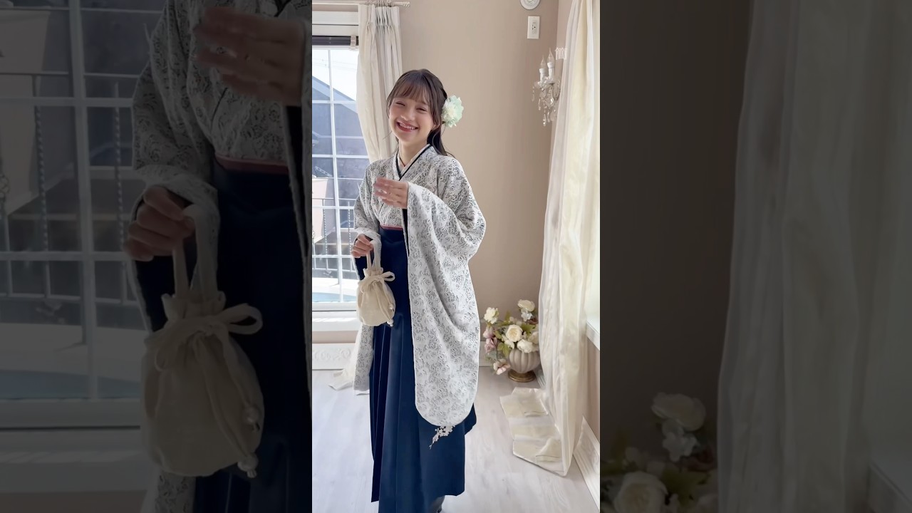 【卒業袴】ご自宅で簡単着付けが叶う刺繍入り袴セット #袴　#shorts 　#卒業式