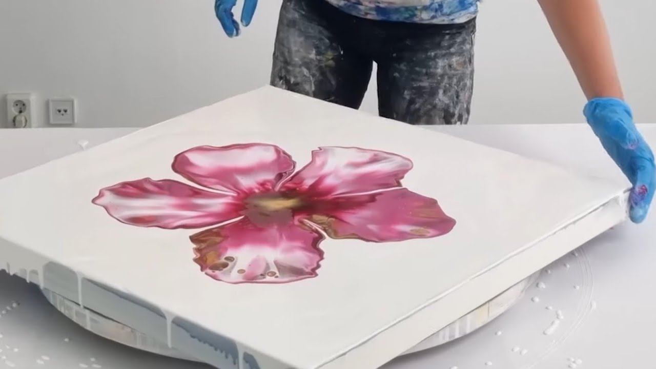 Mesmerising Red Violet - Dutch Pour Bloom WOW! / Acrylic Painting