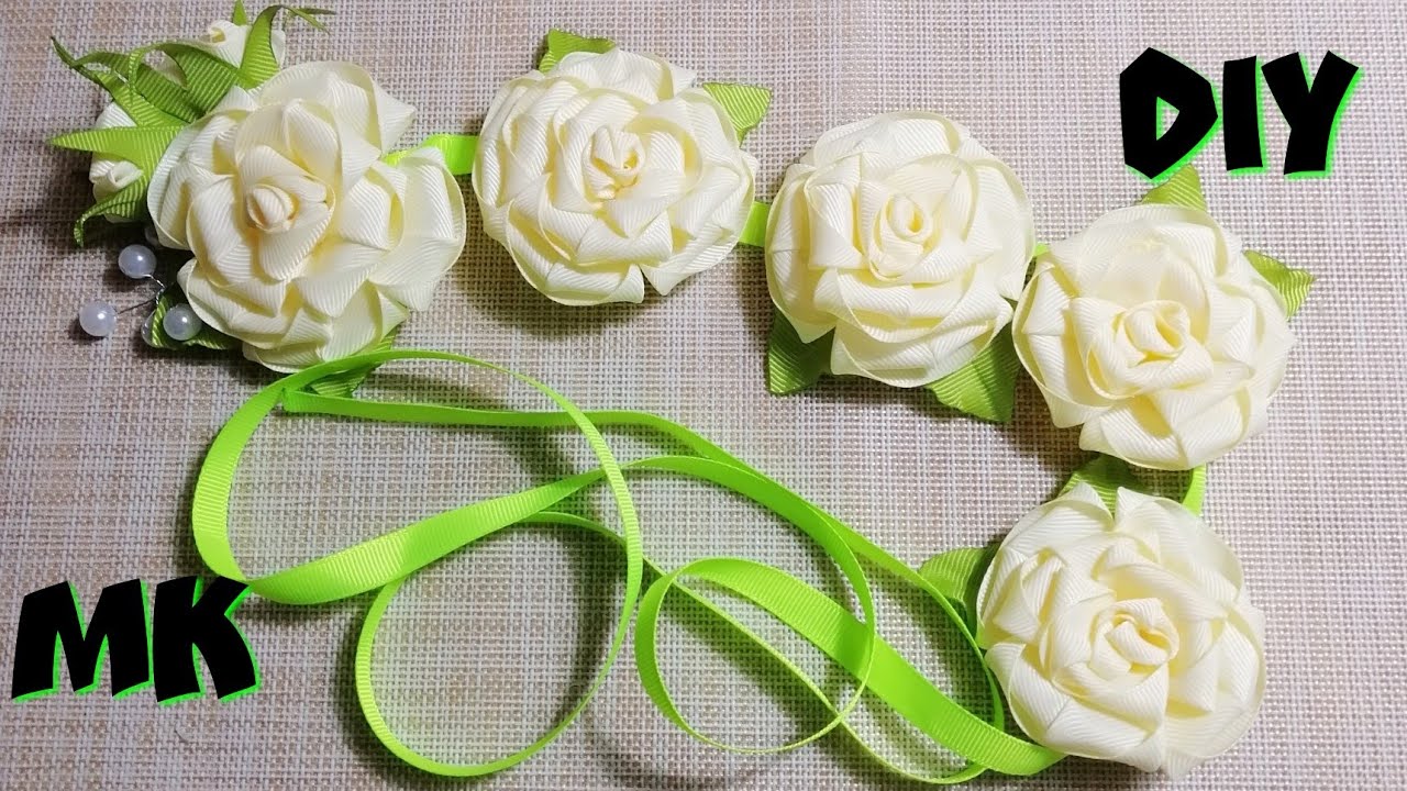 🌹ЛЕНТА В КОСУ/МК 🌹/ DIY Kanzashi Ribbon Braid🌹